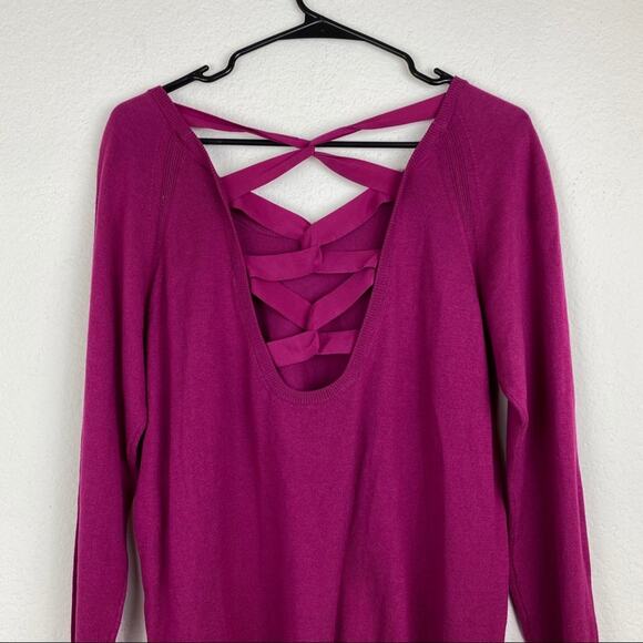 NWT Sandro Silk Blend Light Weight Pink Sweater W/ Criss Cross US 8 - Picture 5 of 10